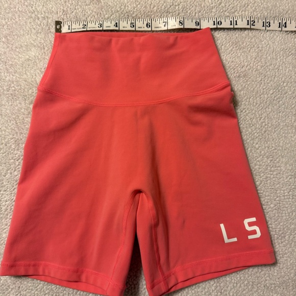 LSKD Coral Pink Evolved Mid Bike Shorts Evolution Sporty Activewear Logo Rare - Picture 8 of 13